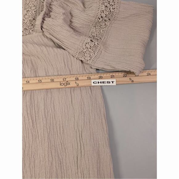 Soft Surroundings Peasant Top Medium Sand Dune Lace Crochet Gauze Boho Chic - Picture 11 of 13